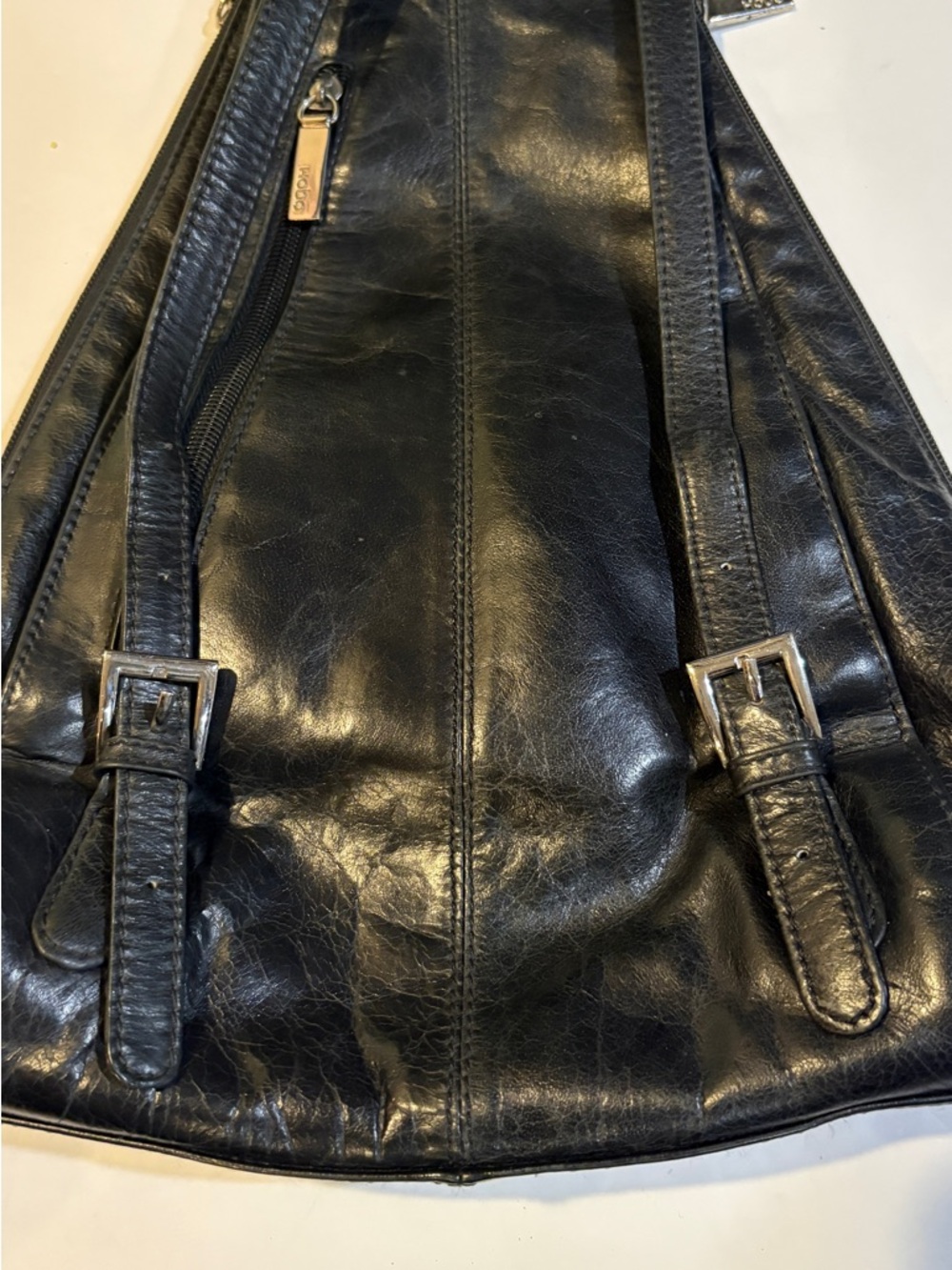 HOBO Black Leather Backpack Slouchy Vintage Style. - Picture 5 of 8